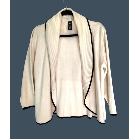 W Womens L/G Cream Open Front Cardigan Sweater With Tie Back - Picture 1 of 6